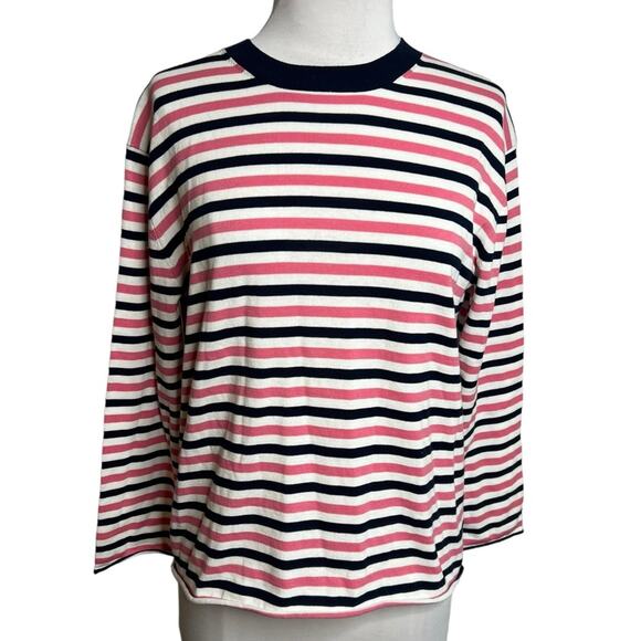 ATM Striped Long Sleeve Sweater Knit Top Cotton Pink Blue White Size XS - Picture 4 of 10